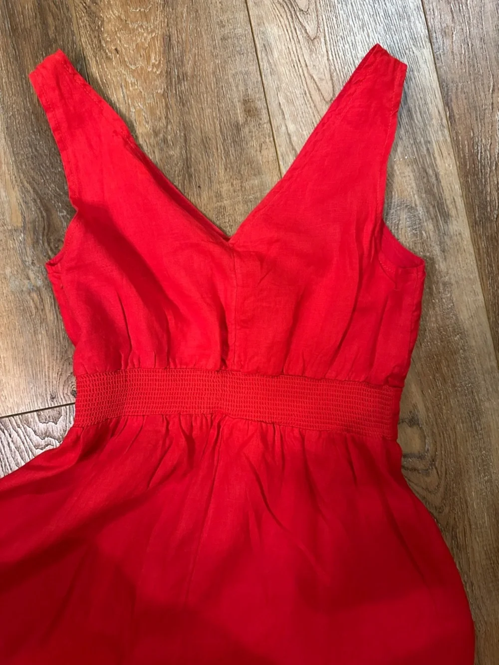 Cynthia Rowley Red Linen Dress v neck v back size 4 summer beach festival maxi - Picture 7 of 8